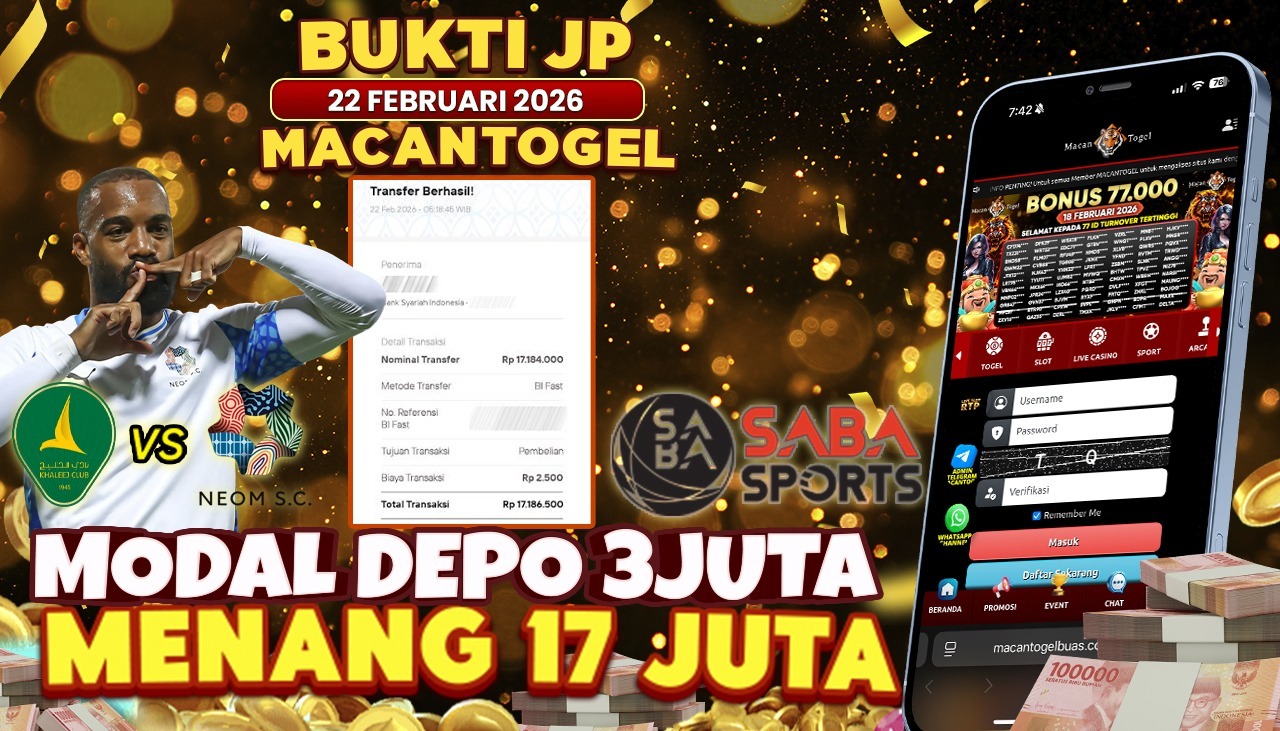 MACANTOGEL JACKPOT PERMAINAN SPORTSBOOK SABA SOCCER Rp.17.000.000,- LUNAS
