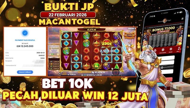 MACANTOGEL JACKPOT PERMAINAN SLOT PRAGMATIC PLAY GATE OF OLYMPUS SUPER SCATTER Rp.12.000.000,- LUNAS