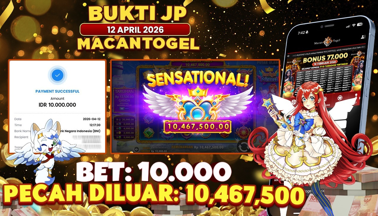 MACANTOGEL JACKPOT PERMAINAN SLOT PRAGMATIC PLAY STARLIGHT PRINCESS Rp.10.467.500,- LUNAS