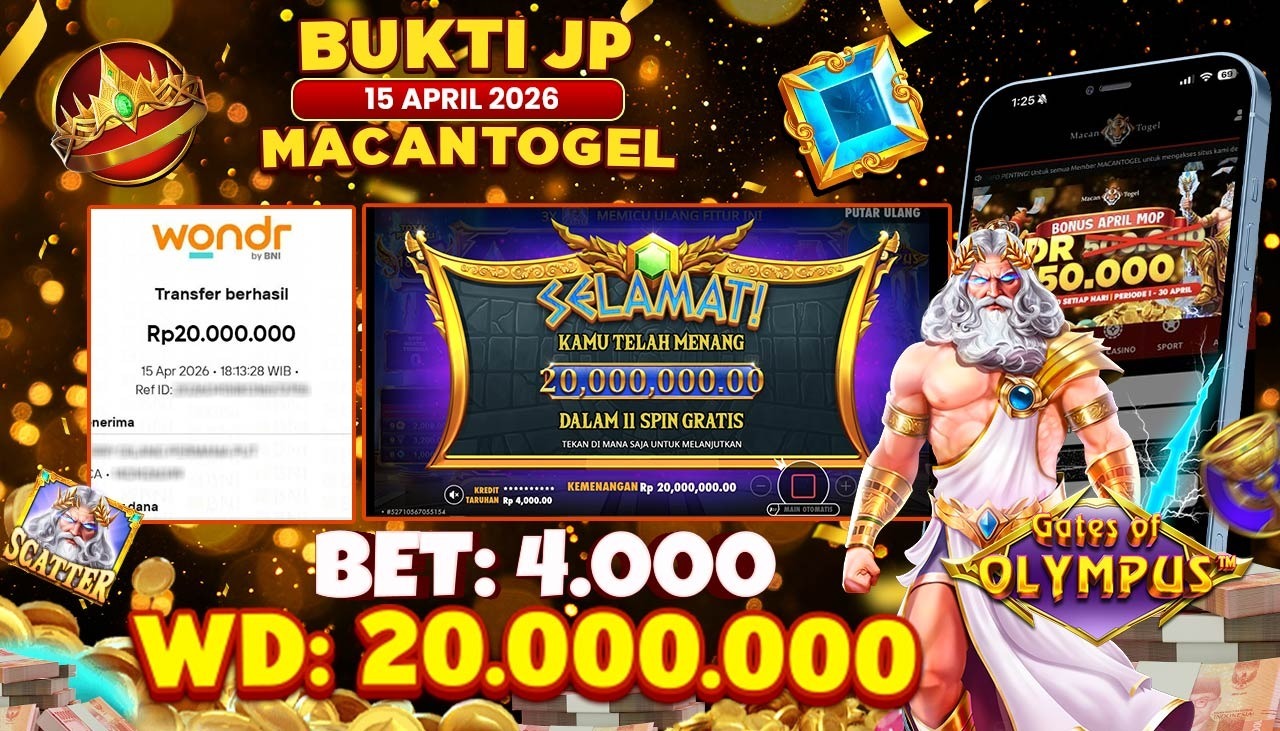 MACANTOGEL JACKPOT PERMAINAN SLOT PRAGMATIC PLAY GATES OF OLYMPUS Rp.20.000.000,- LUNAS