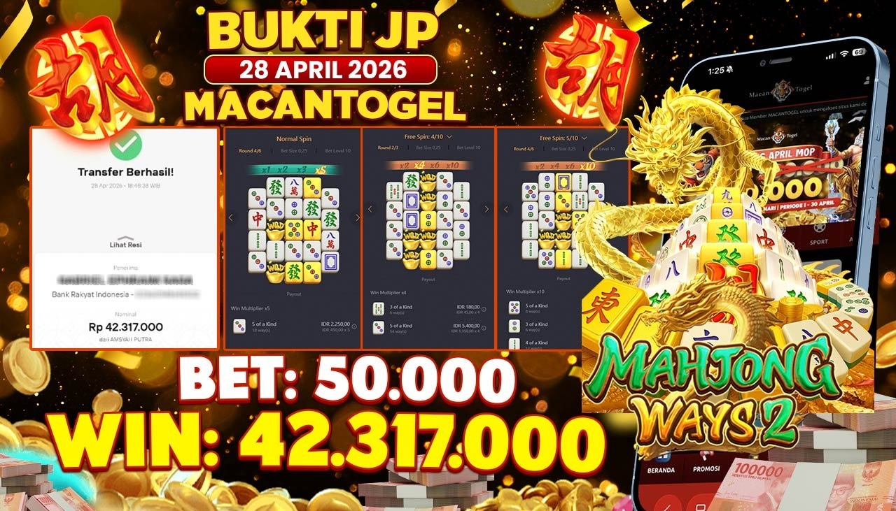 MACANTOGEL JACKPOT PERMAINAN SLOT PG SOFT MAHJONG WAYS 2 Rp.42.317.000,- LUNAS