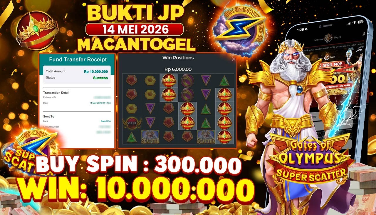 MACANTOGEL JACKPOT PERMAINAN SLOT PRAGMATIC PLAY GATES OF OLYMPUS SUPER SCATTER Rp.10.000.000,- LUNAS