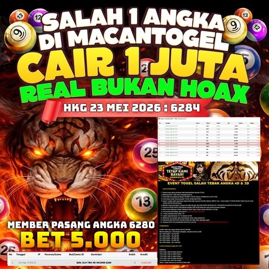 MACANTOGEL JACKPOT PERMAINAN TOGEL 4D HKG Rp.1.000.000,- LUNAS